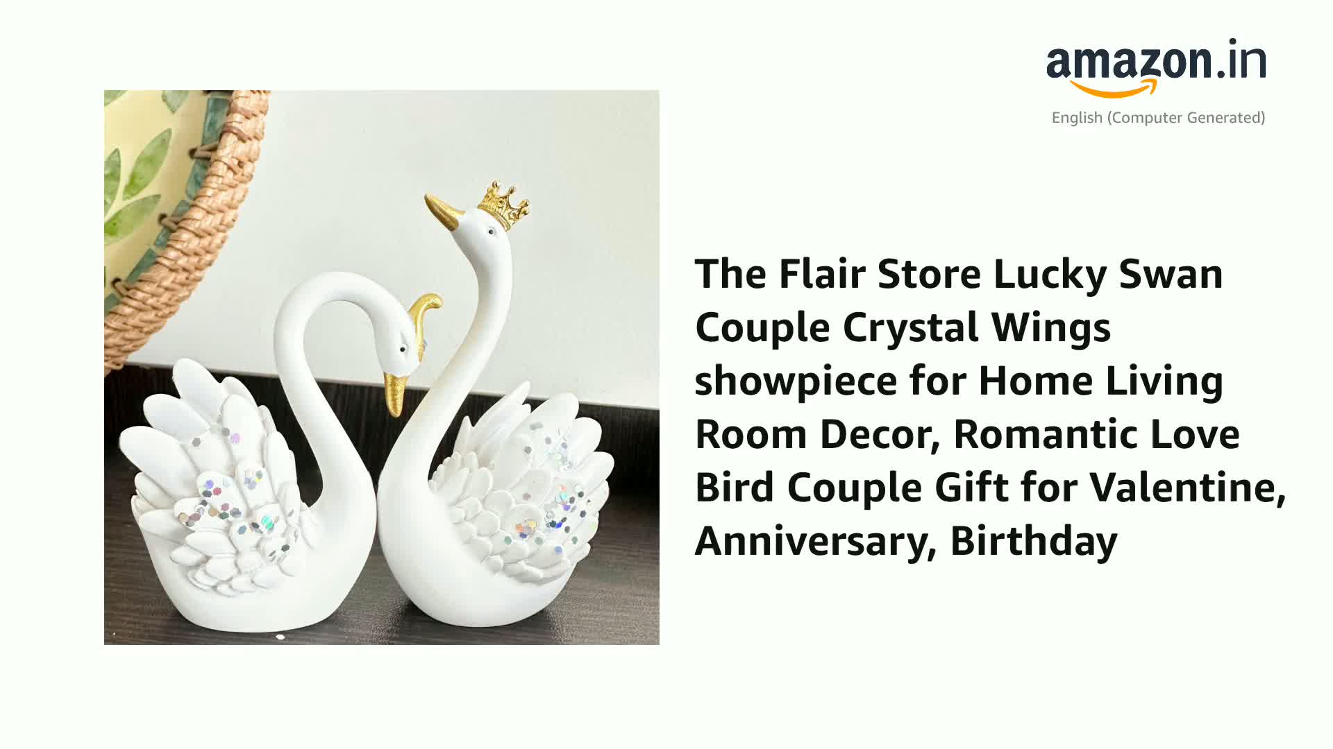 The Flair Store™ Lucky Swan Couple Crystal Wings showpiece for